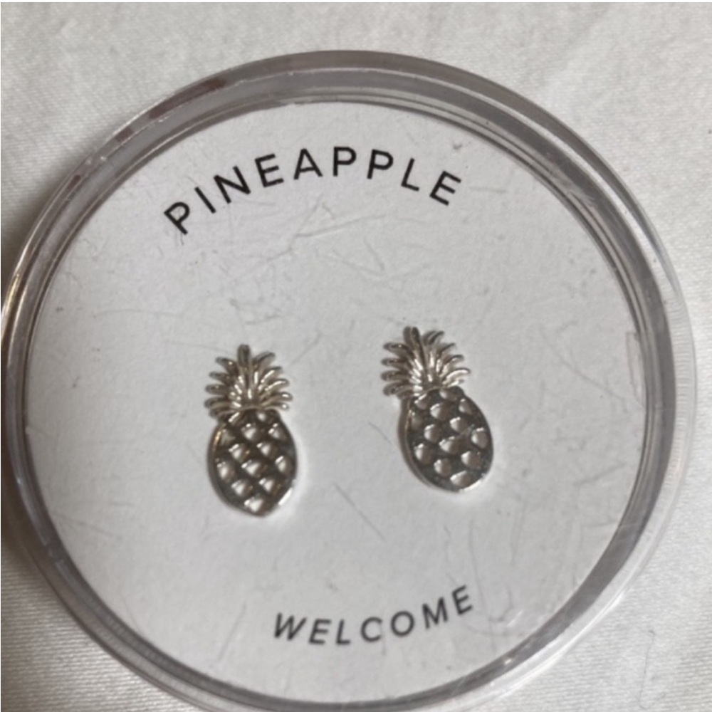 Alex and Ani Pineapple Sterling Silver Earrings